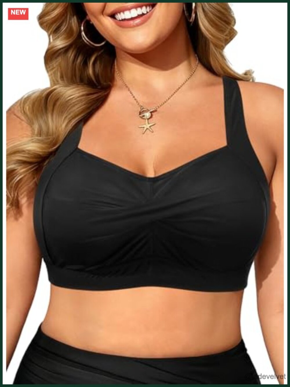 Plus Size Push Up Bikini Top Full Coverage Twist Front Swimsuit Bra for Large